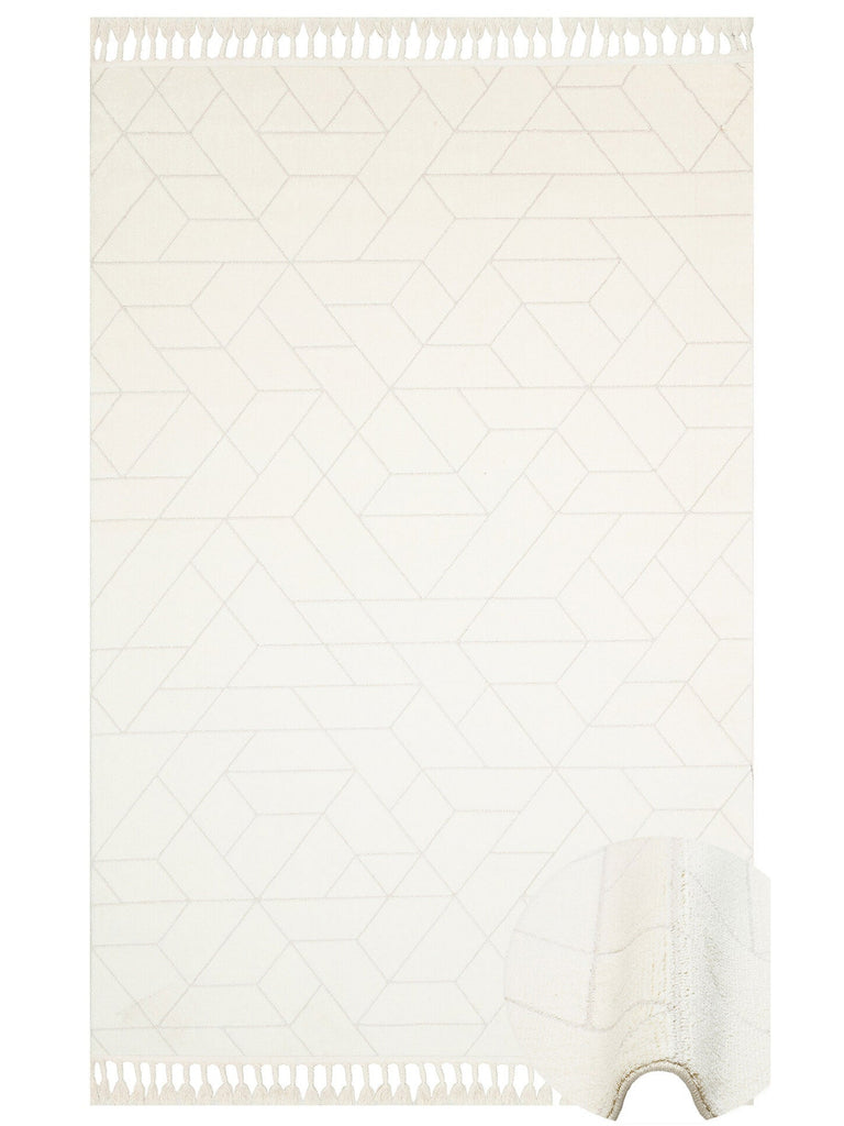 Lounge Series Ethnic Patterned Living Room Sitting Room Corridor Soft Modern Carpet 03 WHITE