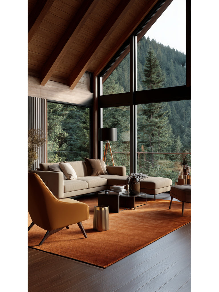 Oushak Plain 100% Natural Solid Color Viscose Uşak Carpet Produced on Special Looms with Handicraft PLNTRR