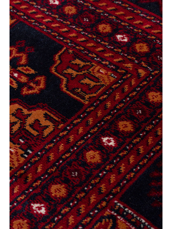 Paghman Series Afghan Patterned Viscose Dense Woven Non-Slip Based Thin Machine-Made Carpet 03 NAVY