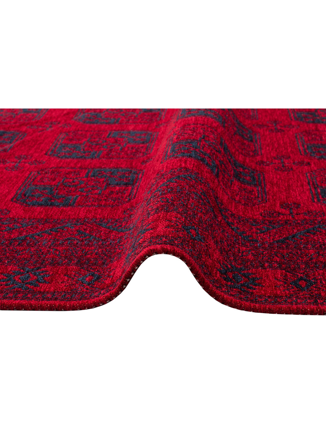 Uyghur Afghan Yagcibedir Patterned Washable Non-Slip Living Room Hall Hallway Fine Woven Carpet 01 RED