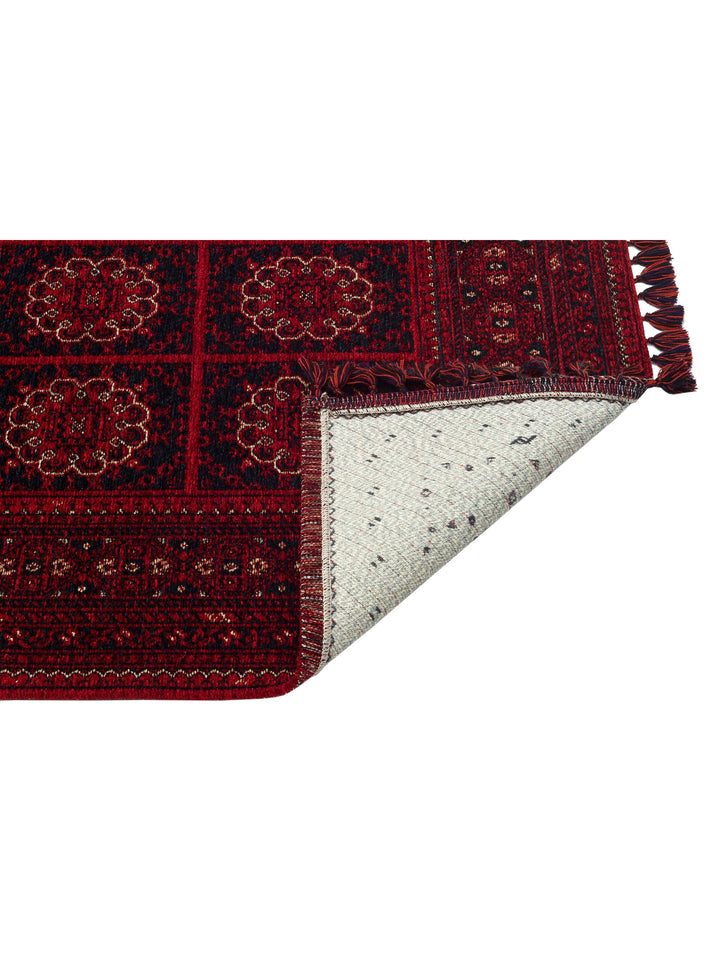 Uyghur Afghan Yagcibedir Patterned Washable Non-Slip Living Room Hall Hallway Fine Woven Carpet 03 RED