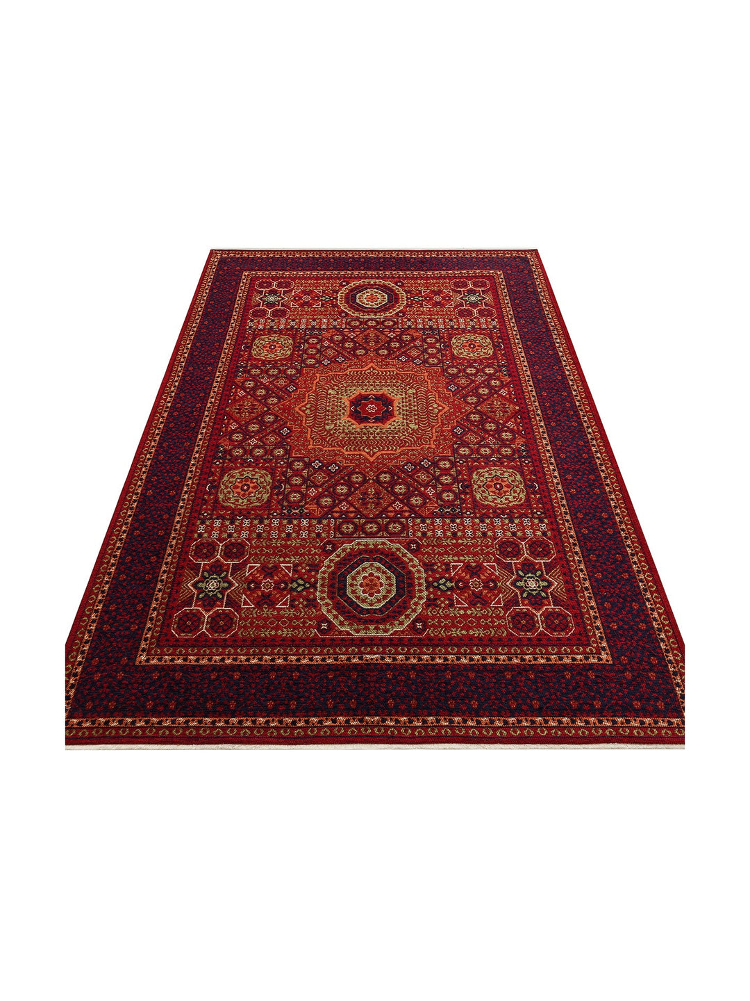 Uyghur Afghan Yagcibedir Patterned Washable Non-Slip Living Room Hall Hallway Fine Woven Carpet 10MLT