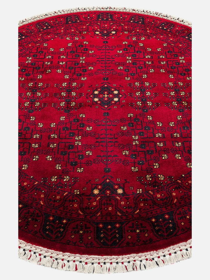 Kabil Afgan Desenli El Emeğiyle Özel Tezgahlarda Üretilen TENCEL™ Uşak Halısı 959 RED Q - Carpetdocia