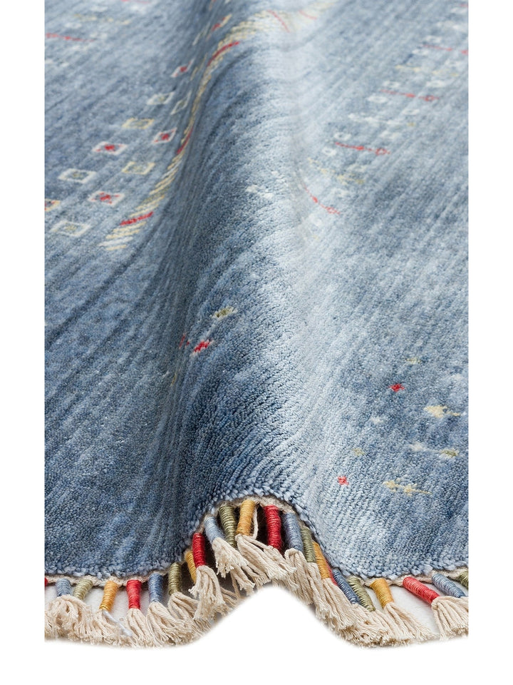 Oushak Carnaval Tappeto Moderno Uşak in TENCEL™ realizzato a mano, 100% naturale, facile da pulire, 06 BLUE Q
