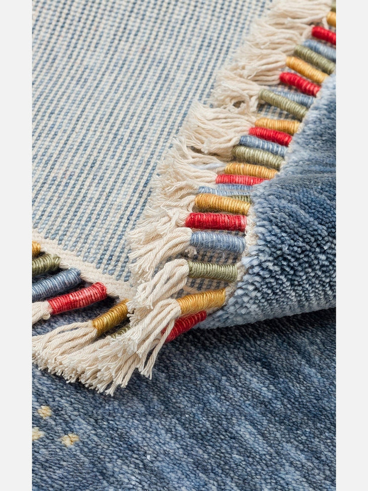 Oushak Carnaval %100 Naturel Kolay Temizlenir El Emeğiyle Üretilen TENCEL™ Modern Uşak Halısı 06 BLUE Q - Carpetdocia