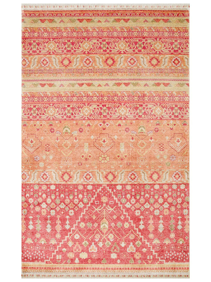 Oushak Carnaval سجادة أُشاق حديثة مصنوعة يدوياً من TENCEL™ 100% طبيعية سهلة التنظيف 17 RED AUTUMN