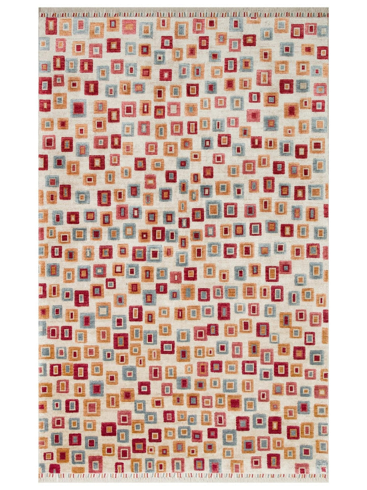 Oushak Carnaval سجادة أُشاق حديثة مصنوعة يدوياً من TENCEL™ 100% طبيعية سهلة التنظيف 21 BEIGE MULTY