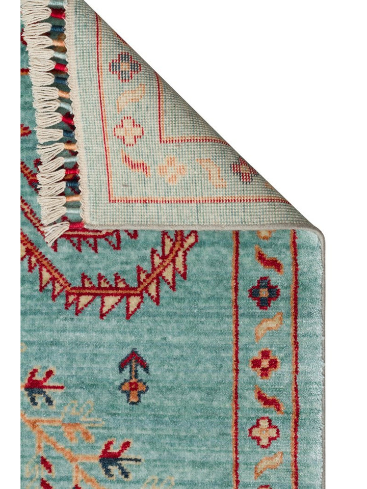Oushak Carnaval %100 Naturel Kolay Temizlenir El Emeğiyle Üretilen TENCEL™ Modern Uşak Halısı 22 TURQUOISE - Carpetdocia