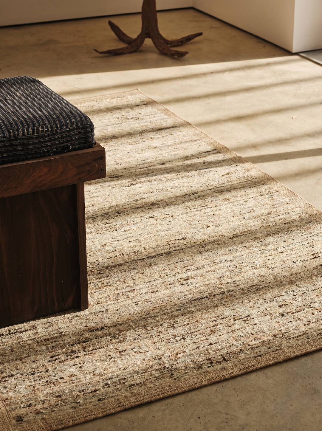 Tapis fait main pour salon, couloir, cuisine en mélange de laine naturelle à 100 % et jute Urumchi 01MULTNATURAL