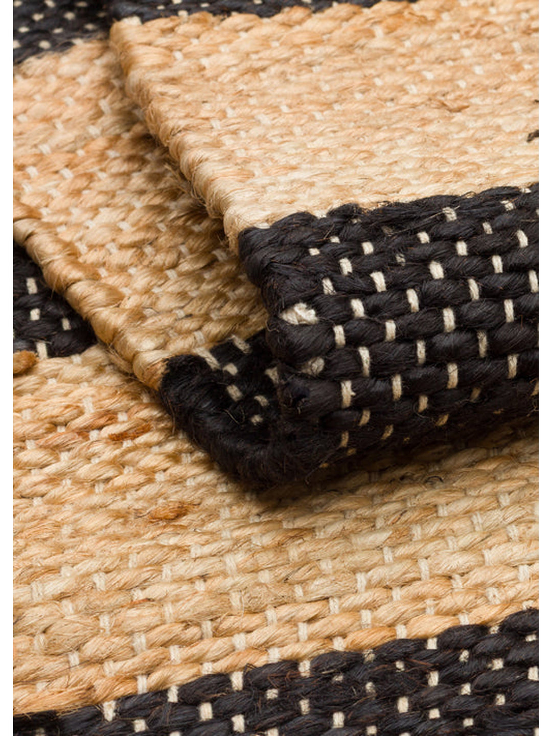 Crown Jüt %100 Naturel El Dokuma Oturma Odası Koridor Antre Mutfak Balkon Hasır Halı 13NATBLACKXW - Carpetdocia