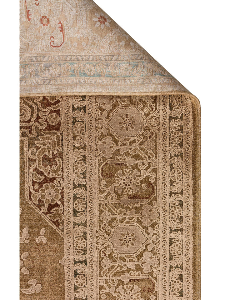 Golden Serisi %100 Naturel Yumuşak Dokulu Vintage Esintilere Sahip Sık Dokuma Salon Halısı 02 BRONZE - Carpetdocia
