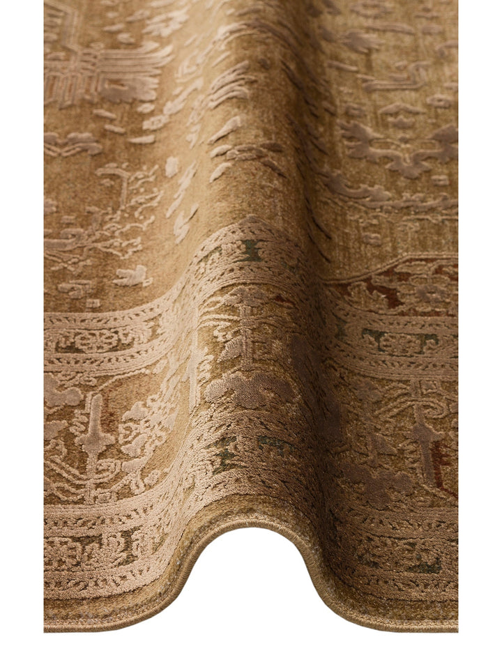 Golden Serisi %100 Naturel Yumuşak Dokulu Vintage Esintilere Sahip Sık Dokuma Salon Halısı 02 BRONZE - Carpetdocia