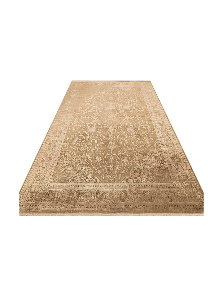 Golden Serisi %100 Naturel Yumuşak Dokulu Vintage Esintilere Sahip Sık Dokuma Salon Halısı 02 BRONZE - Carpetdocia