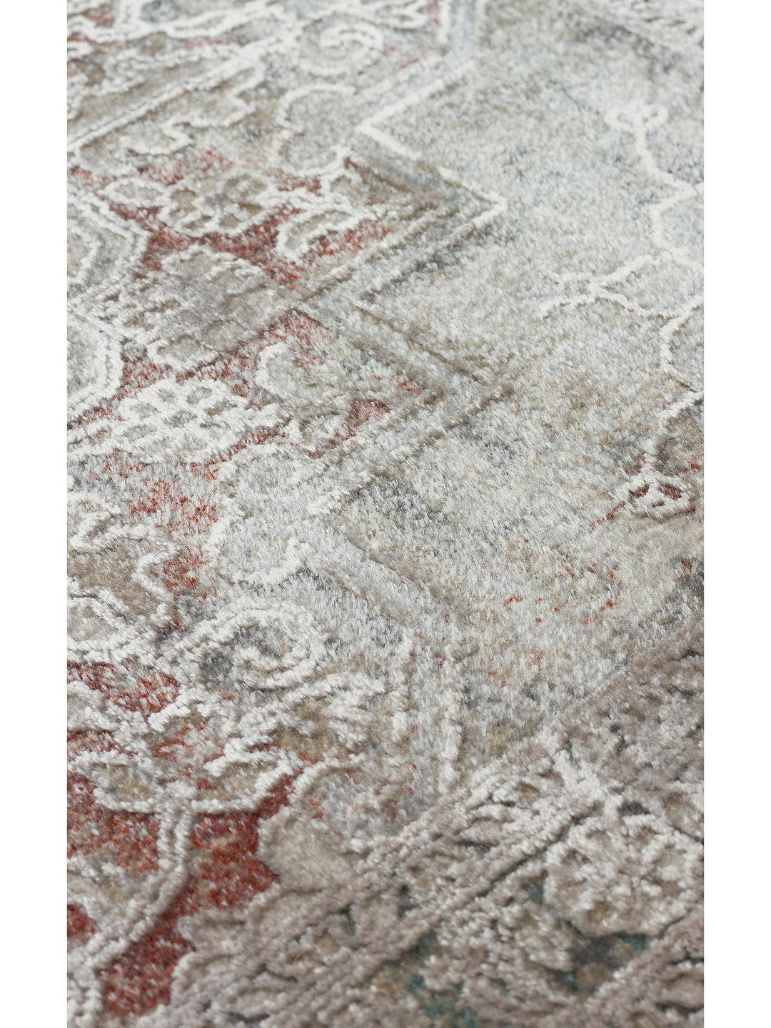 Golden Serisi %100 Naturel Yumuşak Dokulu Vintage Esintilere Sahip Sık Dokuma Salon Halısı 02 GREY - Carpetdocia