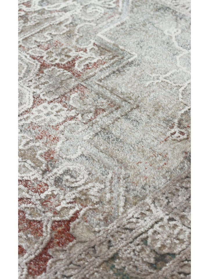 Golden Serisi %100 Naturel Yumuşak Dokulu Vintage Esintilere Sahip Sık Dokuma Salon Halısı 02 GREY - Carpetdocia