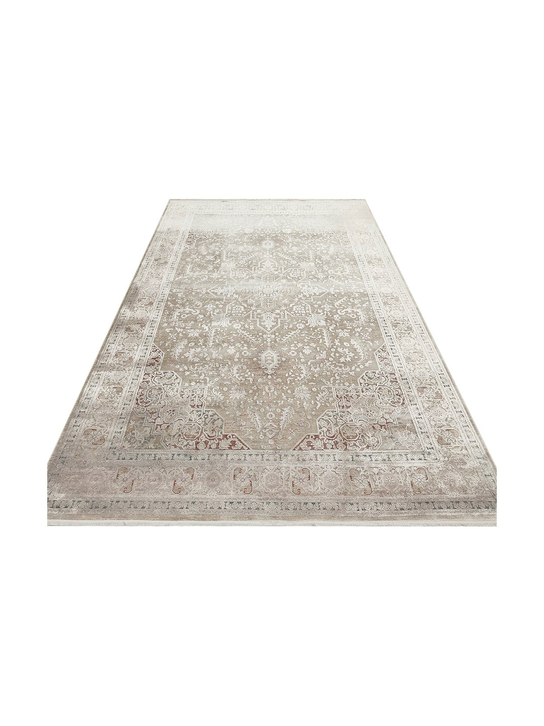 Golden Serisi %100 Naturel Yumuşak Dokulu Vintage Esintilere Sahip Sık Dokuma Salon Halısı 02 GREY - Carpetdocia