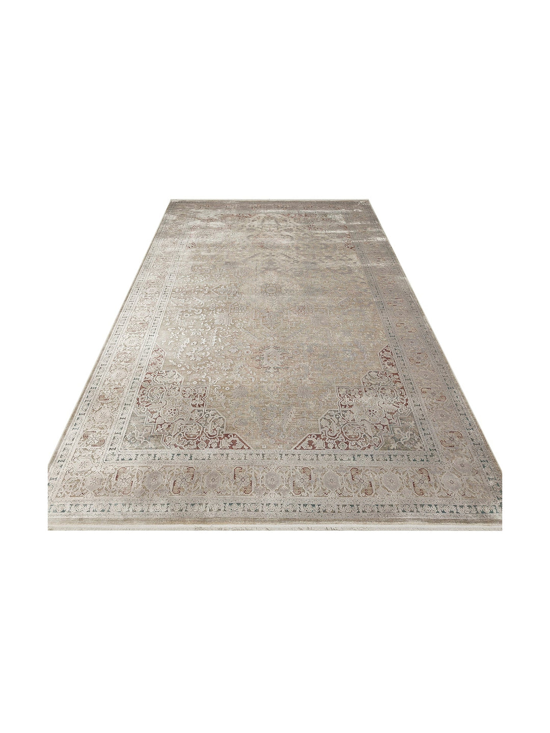 Golden Serisi %100 Naturel Yumuşak Dokulu Vintage Esintilere Sahip Sık Dokuma Salon Halısı 02 GREY - Carpetdocia