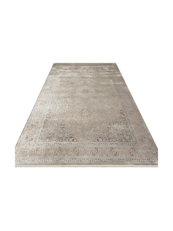Golden Serisi %100 Naturel Yumuşak Dokulu Vintage Esintilere Sahip Sık Dokuma Salon Halısı 02 GREY - Carpetdocia