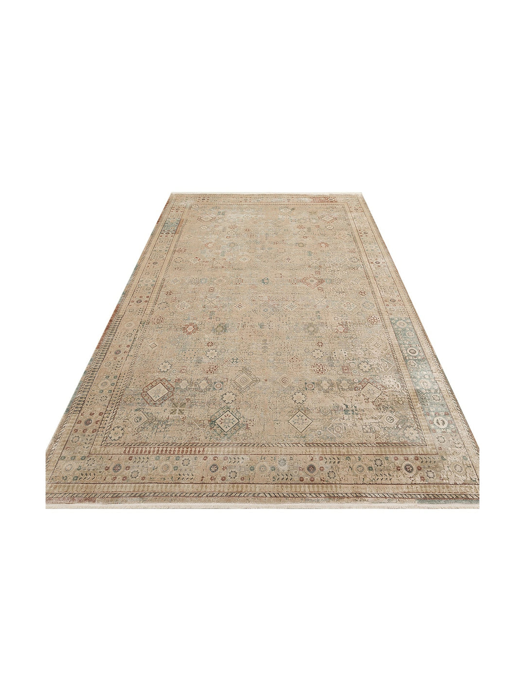 Golden Serisi %100 Naturel Yumuşak Dokulu Vintage Esintilere Sahip Sık Dokuma Salon Halısı 03 BEIGE - Carpetdocia