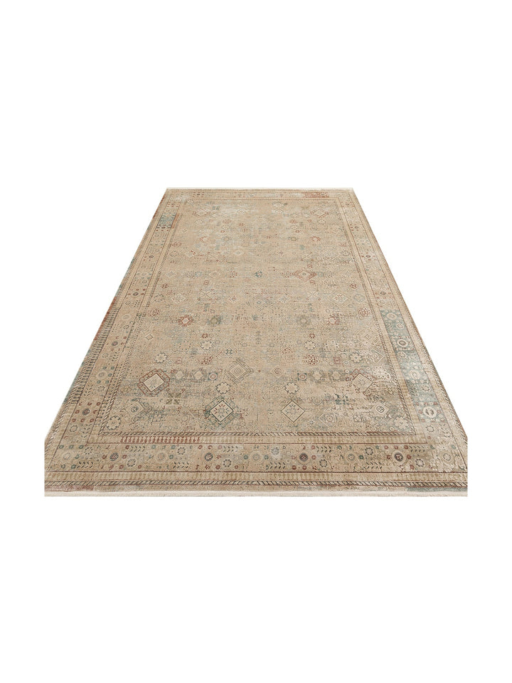 Golden Serisi %100 Naturel Yumuşak Dokulu Vintage Esintilere Sahip Sık Dokuma Salon Halısı 03 BEIGE - Carpetdocia