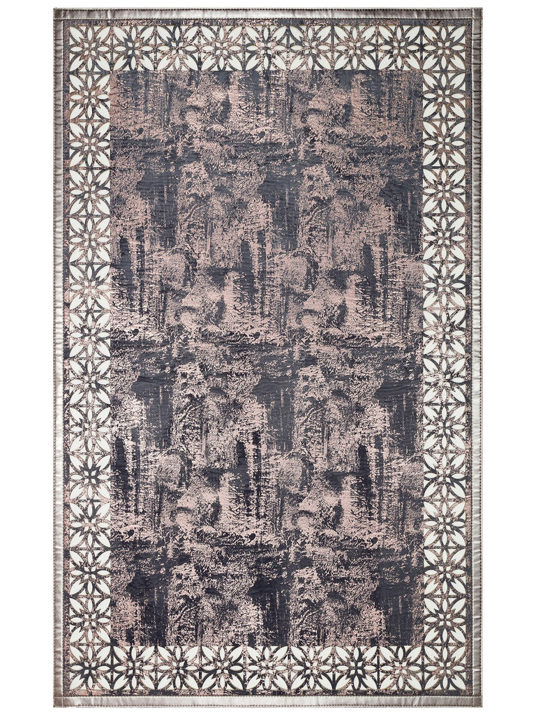 Engraving Classic and Modern Processing and Carving Shiny Bordered Artificial Leather Carpet 03 MARINEBRONZE