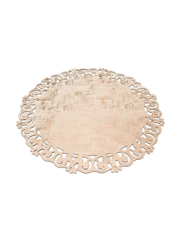 Gravür Klasik Ve Modern İşleme ve Oymaya Sahip Parlak Bordürlü Suni Deri Halı 05 BEIGE COPPER Q - Carpetdocia