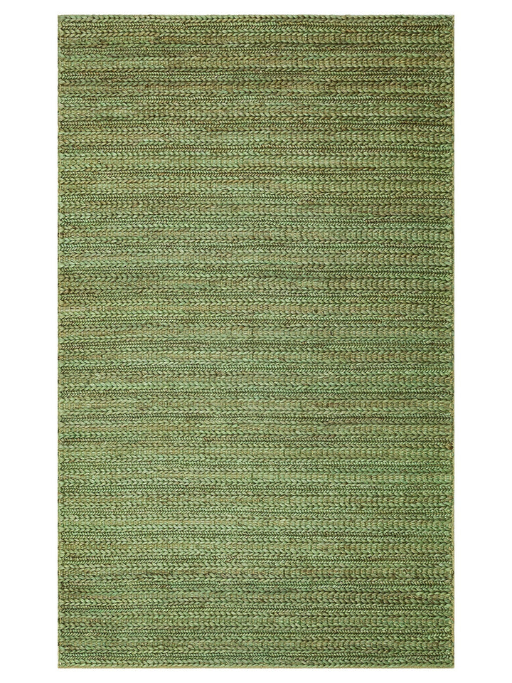Knit Jüt Farklı Örgü Dokusuna Sahip El Dokuma Naturel Jüt Hasır Halı TRIPLE GREEN XW - Carpetdocia