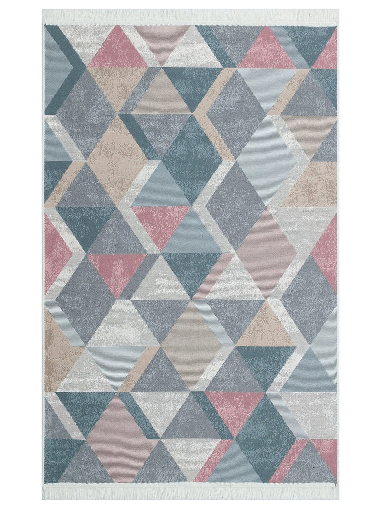 Maya 100% Natural Cotton Washable Double-Sided Living Room Kitchen Corridor Modern Rug 10BLUPNK