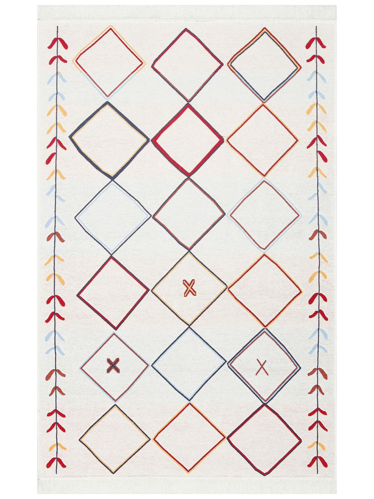 Maya 100% Natural Cotton Washable Double Sided Living Room Kitchen Hallway Modern Rug 21 MULTY