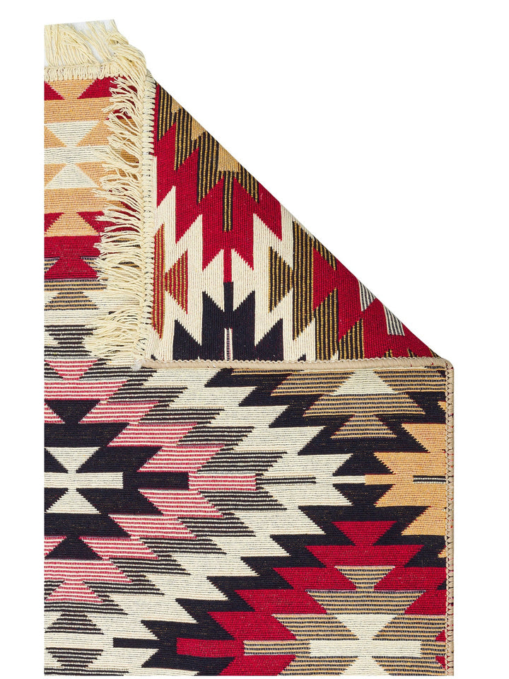 Maya %100 Naturel Pamuk Yıkanabilir Çift Taraflı Oturma Odası Mutfak Koridor Modern Kilim 33 RED - Carpetdocia
