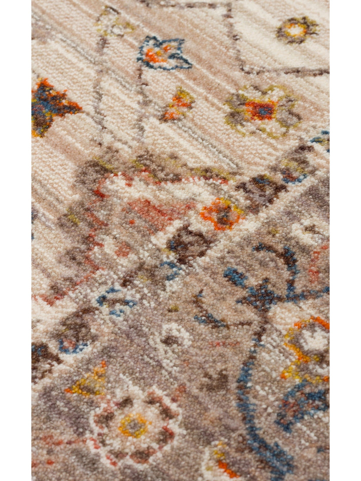 Nil Serisi Etnik ve Modern Desenli Renkli Saçaklı Oturma Odası Mutfak Halı 01 CREAM GREY - Carpetdocia