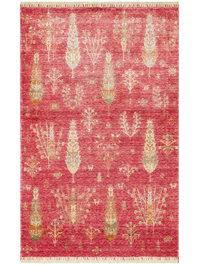 Oushak Carnival 100% Natural Easy to Clean Handmade TENCEL™ Modern Uşak Carpet 08 RED