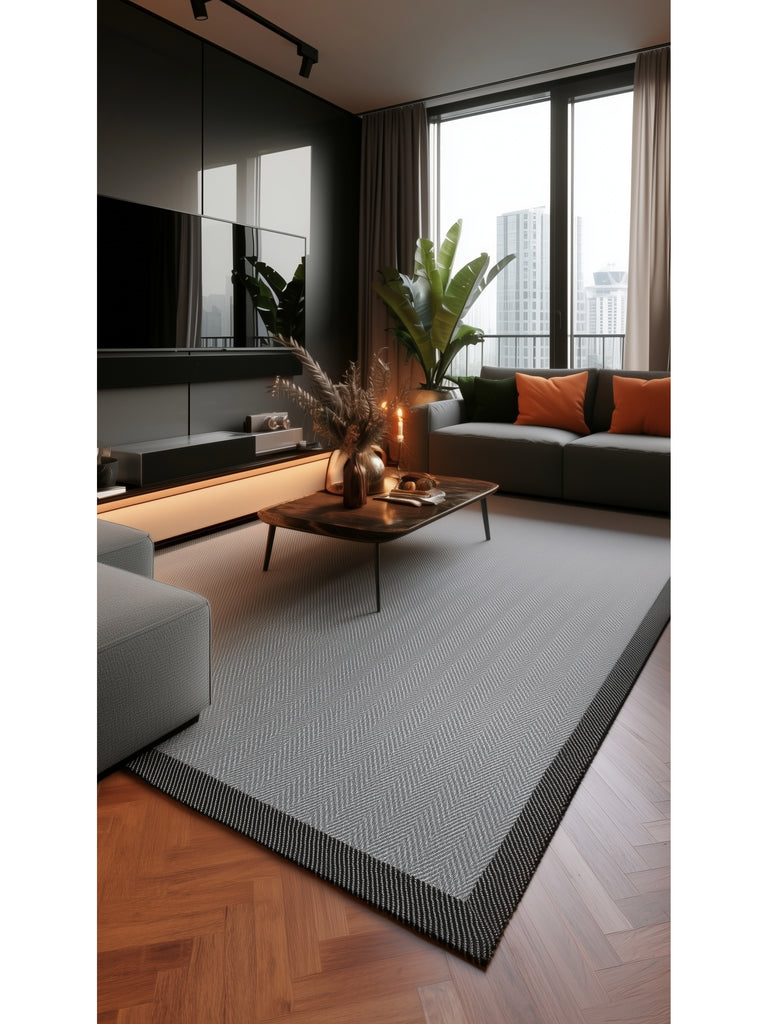 Resort Pamuklu Kaymaz Tabanlı Oturma Odası Koridor Antre Mutfak Şık Kilim 02 DARK GREY