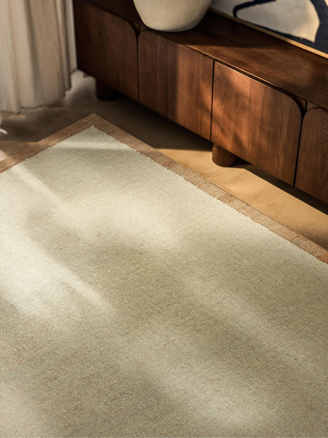 Urumchi %100 Naturel Yün Jüt Karışımı Oturma Odası Salon Koridor Mutfak El Dokuma Halı 01KREMNATURAL - Carpetdocia