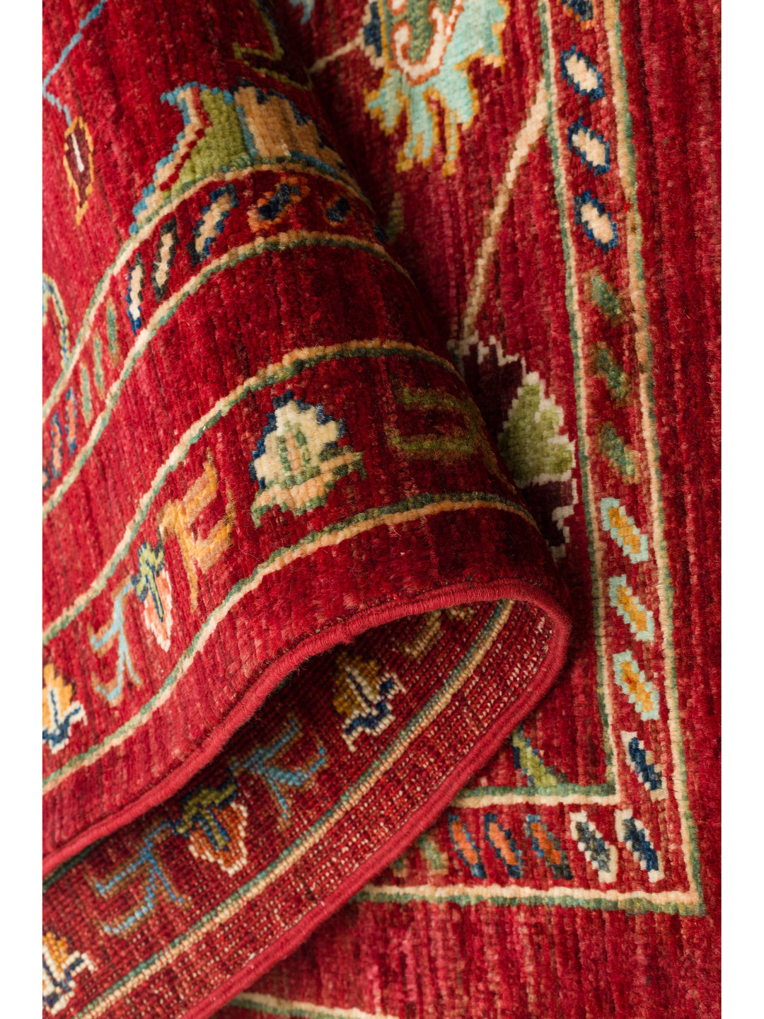 El dokuma Afgan halı kırmızı bitkisel desen 88x128 cm