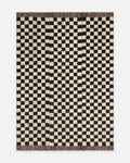 Tapis bouclé Casablanca 100 % laine, fabriqué à la main, ESPRESSO CHECK