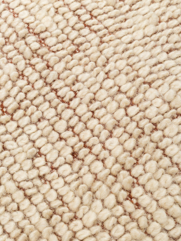 Casablanca %100 Yün El Emeği ile Üretilen Bukle Halı IVORY RUST doku detayı