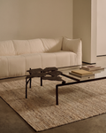 Tappeto tessuto a mano in misto lana, poliestere e cotone della serie Jakarta BEIGE