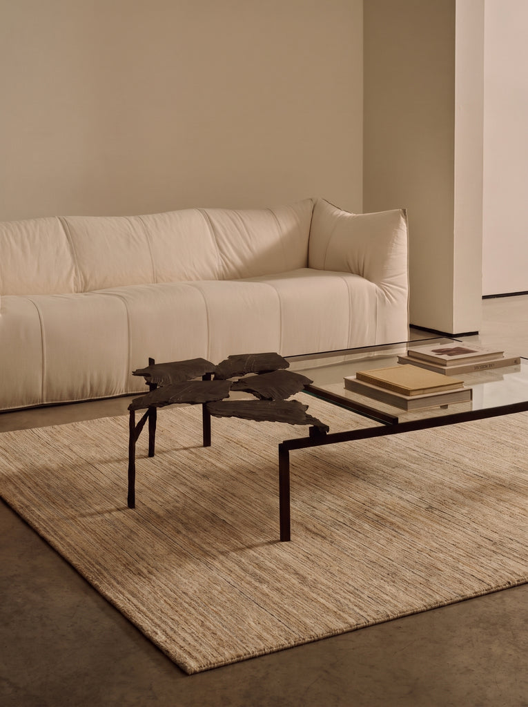 Helsinki Series 100% Natural Wool and Viscose Handwoven Modern Scandinavian Living Room Sitting Room Rug BEIGE