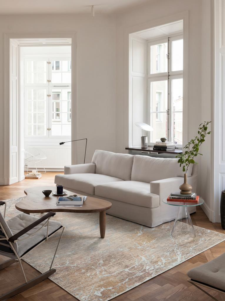 Tapis de salon moderne tissé serré de haute qualité avec texture haute et basse de la série Göreme 01 GRIS