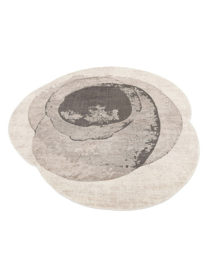 Monza Art Geometric Pattern High Quality Dense Weave Shiny Modern Living Room Rug 02 CREAM GREY Q