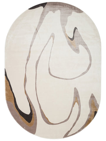 Tappeto Monza Art 06 CREAM GREY, Motivo Geometrico, Alta Qualità, Tessitura Fitta, Lucido, Moderno per Salotto