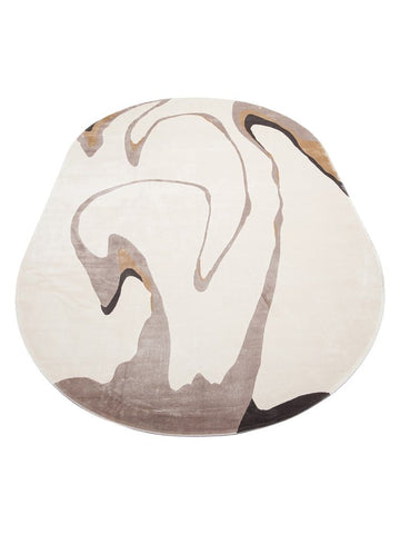 Tappeto Monza Art 06 CREAM GREY, Motivo Geometrico, Alta Qualità, Tessitura Fitta, Lucido, Moderno per Salotto