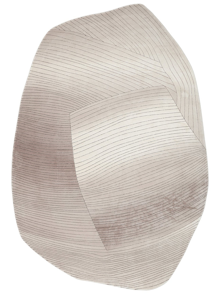 Monza Art Geometric Pattern High Quality Dense Weave Shiny Modern Living Room Rug 07 CREAM GREY