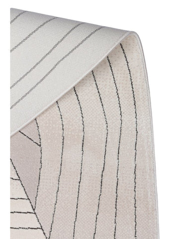 Tappeto Monza Art 07 CREAM GREY, Motivo Geometrico, Alta Qualità, Tessitura Fitta, Lucido, Moderno per Salotto