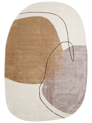 Tappeto Monza Art 08 CREAM BLACK, Motivo Geometrico, Alta Qualità, Tessitura Fitta, Lucido, Moderno per Salotto