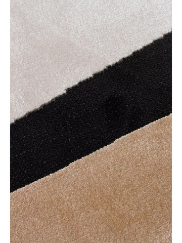 Tappeto Monza Art 09 CREAM GOLD BLACK, Motivo Geometrico, Alta Qualità, Tessitura Fitta, Lucido, Moderno per Salotto