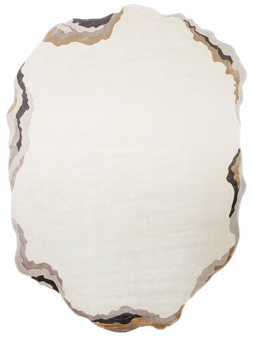 Tappeto Monza Art 10 CREAM GOLD, Motivo Geometrico, Alta Qualità, Tessitura Fitta, Lucido, Moderno per Salotto