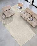 Tappeto moderno per soggiorno Monza, tessuto fitto di alta qualità con motivo geometrico lucido 01 CREAM GREY