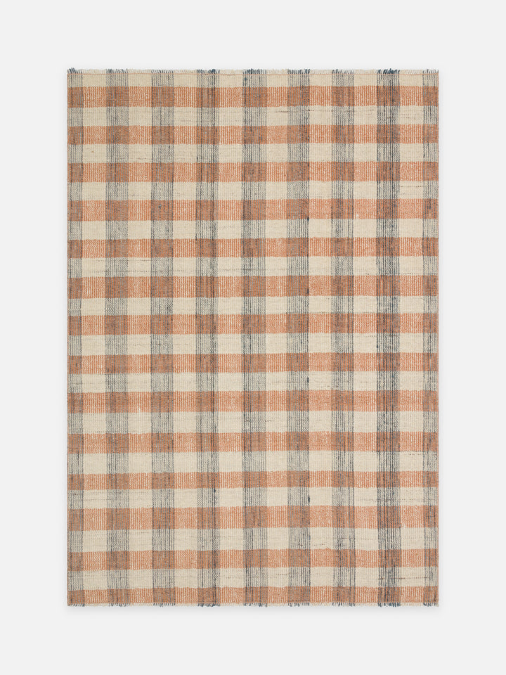 Oasis %100 Yün El Emeği ile Üretilen Kilim CORAL CHECK kuşbakışı